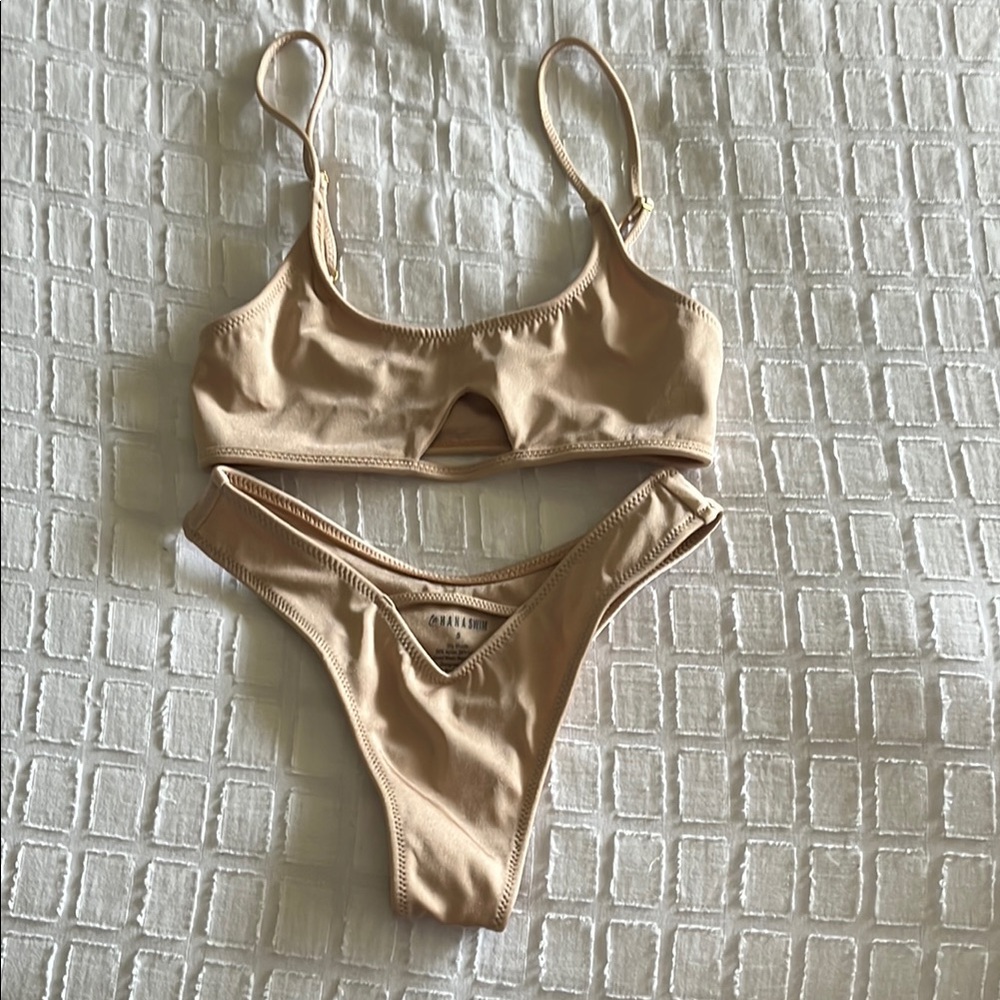 Nude Cutout Bikini Set - Women's Two-Piece Swimwear